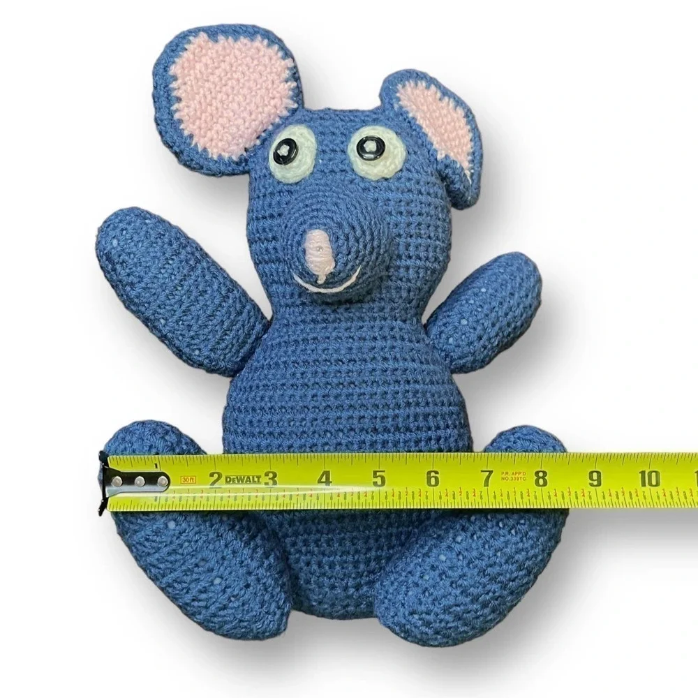 Handmade Crocheted Mouse Stuffed Animal Lovey - Blue